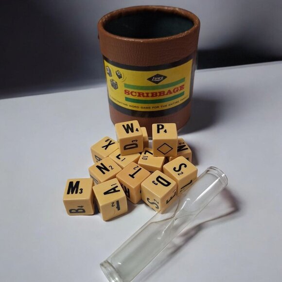 Vintage Lowe Scribbage Word Game With Dice & Timer - Picture 1 of 6